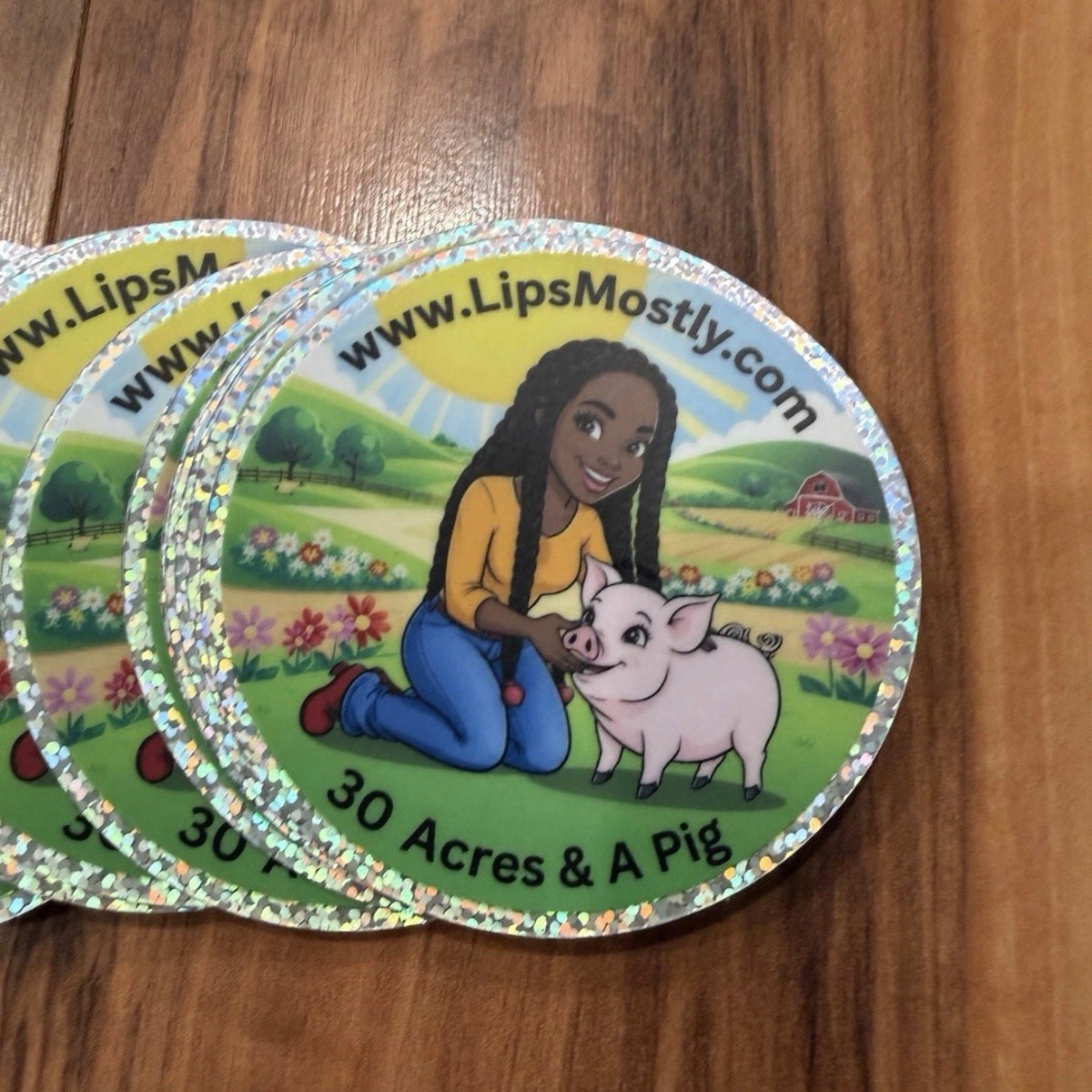 1 piece - Glitter 30 Acres And A Pig Sticker
