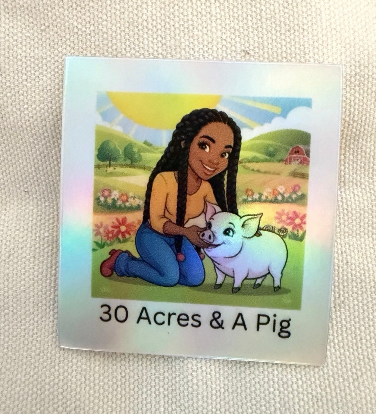 1 piece - Holographic 30 Acres And A Pig Sticker