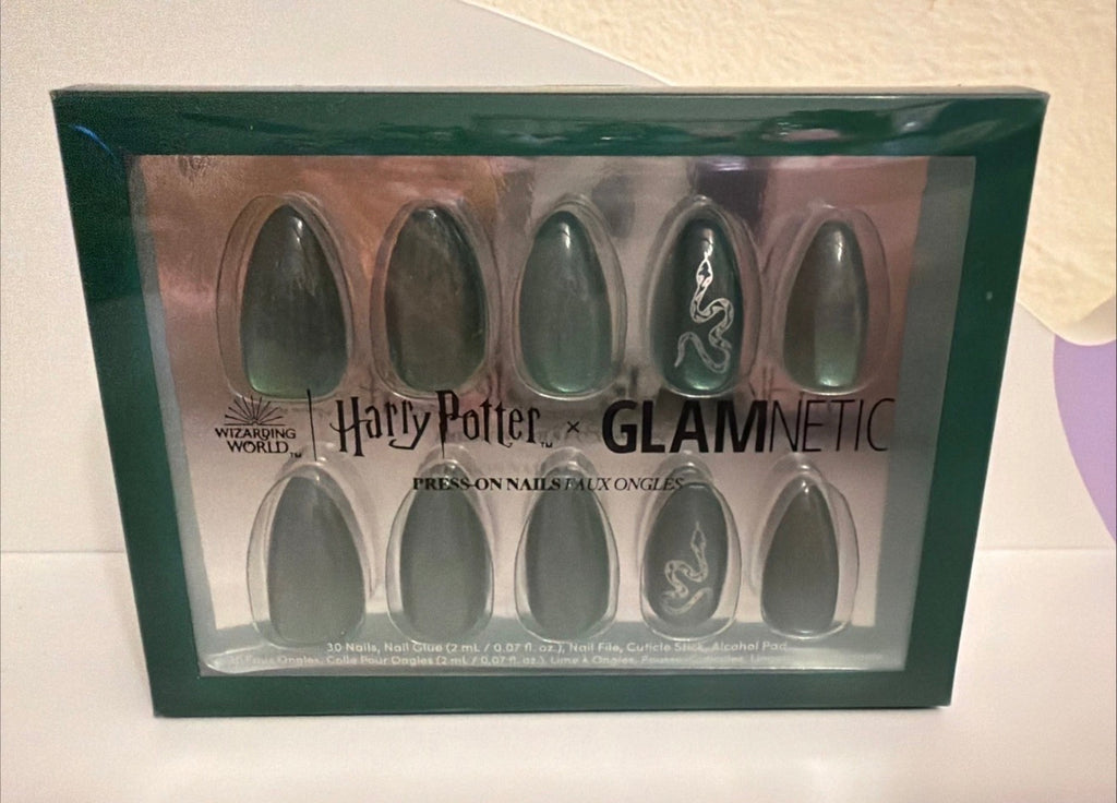 Glamnetic Press On Nails Slytherin | Short Oval 30 Nail Kit w/ Glue